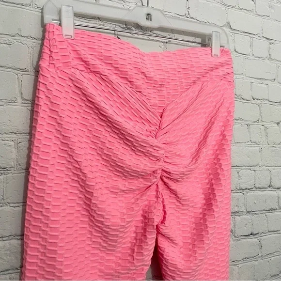 NWOT Pink Women’s High Waist Yoga Lifting Textured Leggings Pants Size X -Large - Picture 5 of 6